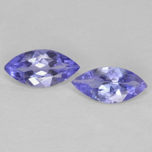 Paire Tanzanite Marquise 6,9 x 3,4mm assorties - Poids total 0,54 ct / moyenne 0,27 ct chacune, couleur Bleu violet intense et pureté vvs-vs, pierre gemme naturelle , dureté de Mohs 6.5 à 7 convient aux bijoux de tous les jours, pierre de sagesse, Symbolise l'empathie et la communication, Photo A