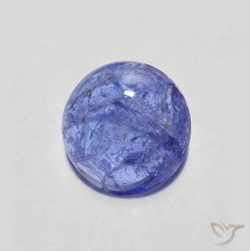 1.31ct Round Cabochon Blue Tanzanite from Tanzania, Dimension 7.1mm, Natural heated Gemstone, Transparent Clarity, 1 piece Tanzanite in Intense Violet Blue Color, Mohs Hardness of 6.5 - 7 suitable for daily wear jewelry, Exhibits Excellent Fire, Photo A
