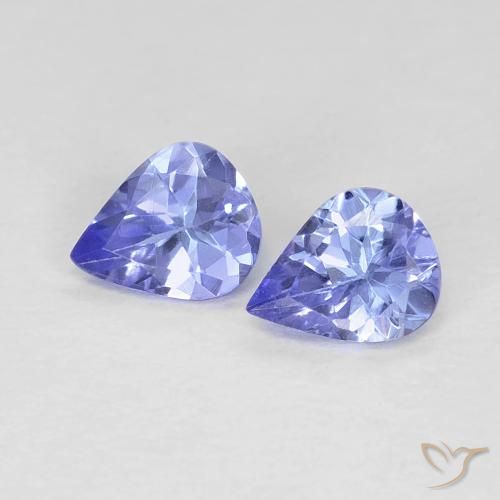 Par de Tanzanita Pera a juego de 5,1 x 4mm - Peso 0,61 ct en total / promedio. 0,31 ct cada uno, color Azul oscuro en claridad vvs-vs, piedra preciosa natural , dureza de Mohs 6.5 - 7 Adecuado para joyas de uso diario, Piedra natal de diciembre, Photo A