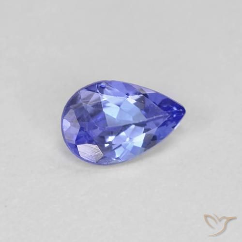 0.34 ct Blue Tanzanite Stone, Natural Tanzanite in Pear Facet Shape for Sale