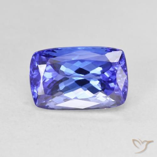 4.74ct Natural Deep Violet Blue Tanzanite, Cushion, VVS