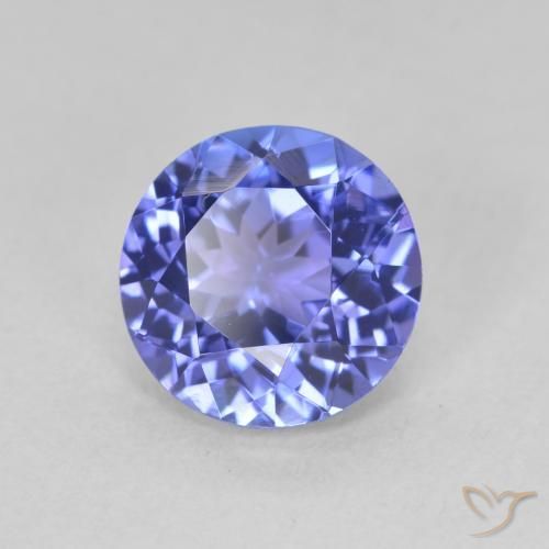 2.17ct Natural Intense Violet Blue Tanzanite, Round, VVS