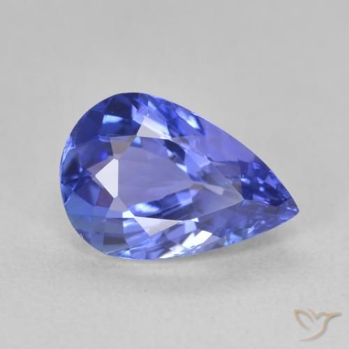 2.15 ct Blue Tanzanite Stone, Natural Tanzanite in Pear Facet Shape for Sale