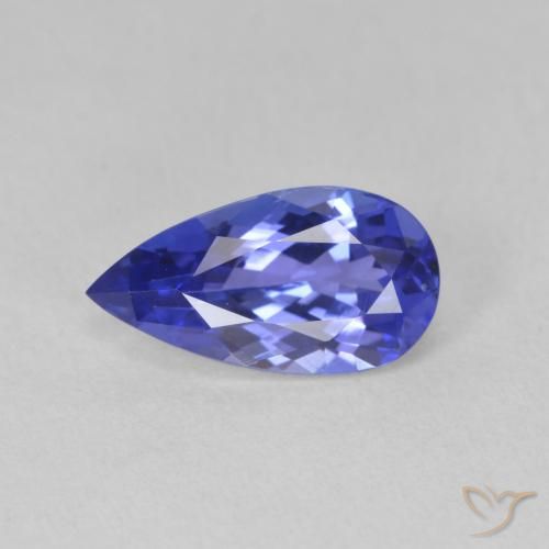 1.77ct Natural Deep Violet Blue Tanzanite, Pear Shape, VVS