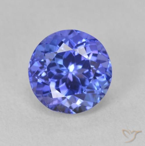 1.73ct Natural Deep Violet Blue Tanzanite, Round, VVS
