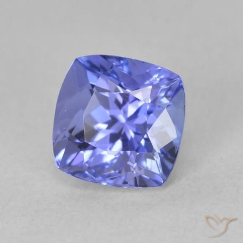 1.59 ct Blue Tanzanite Stone, Natural Tanzanite in Cushion-Cut Shape for Sale