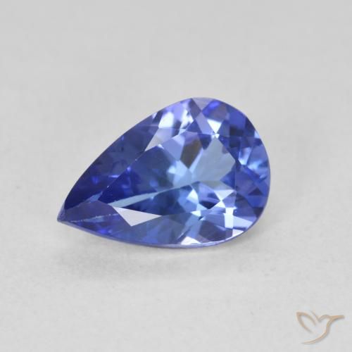 1.36ct Natural Deep Violet Blue Tanzanite, Pear Shape, VVS
