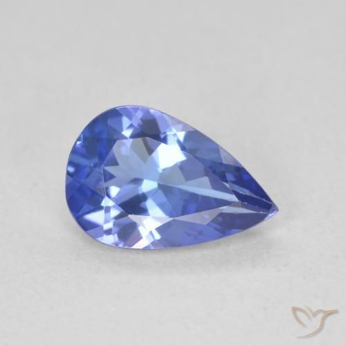 1.36 ct Blue Tanzanite Stone, Natural Tanzanite in Pear Facet Shape for Sale