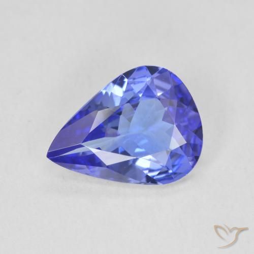 1.73ct Natural Deep Violet Blue Tanzanite, Pear Shape, VVS