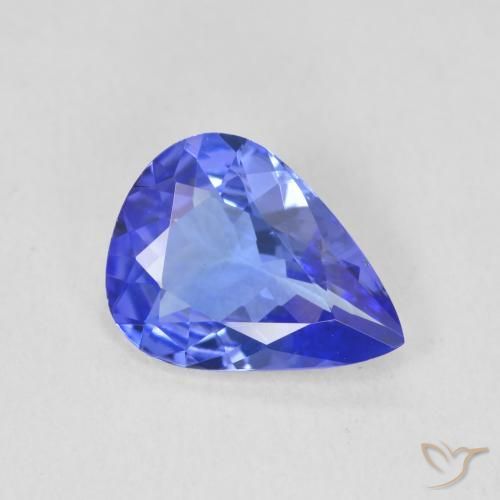 1.73 ct Blue Tanzanite Stone, Natural Tanzanite in Pear Facet Shape for Sale