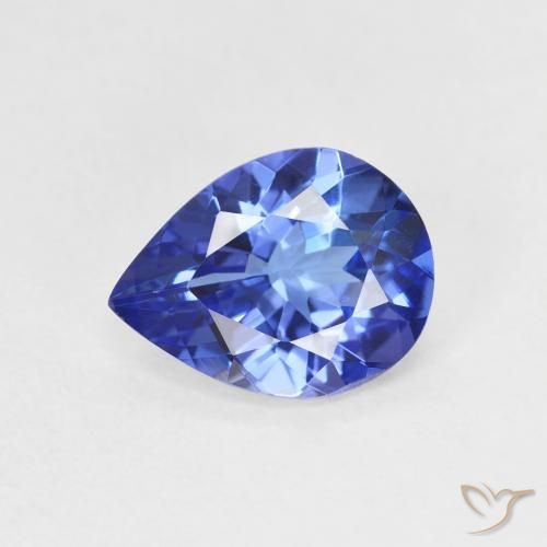 1.53ct Natural Deep Violet Blue Tanzanite, Pear Shape, VVS