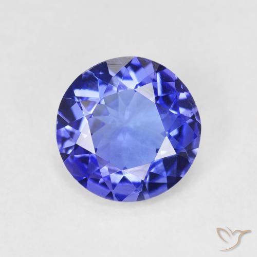 1.72ct Natural Intense Violet Blue Tanzanite, Round, VVS