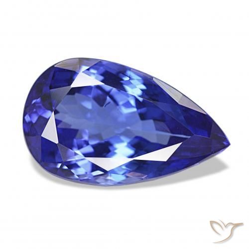 4.38 ct Blue Tanzanite Stone, Natural Tanzanite in Pear Facet Shape for Sale