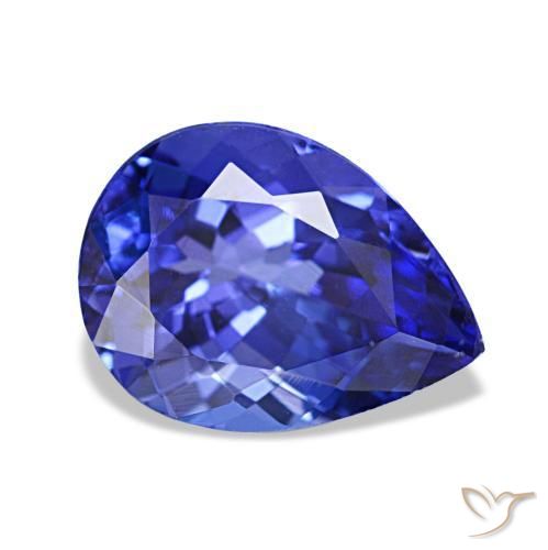 2.45 ct Blue Tanzanite Stone, Natural Tanzanite in Pear Facet Shape for Sale