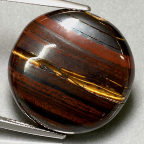 31.63 ct Multicolor Tiger's Eye Matrix Stone, Natural Tiger's Eye Matrix in Round Cabochon Shape for Sale