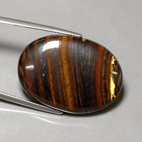 43.53 ct Multicolor Tiger's Eye Matrix Stone, Natural Tiger's Eye Matrix in Oval Cabochon Shape for Sale