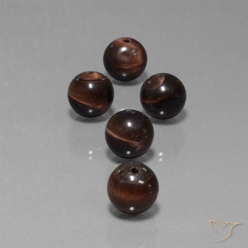 5pc Sphere / Ball Multicolor Tiger's Eye Matrix Lot from India - Weight 37.33ct total / avg. 7.47ct each, Size 10.2mm, Color: Multicolor, Mohs Hardness 6.5 - 7 suitable for daily wear jewelry, Photo A
