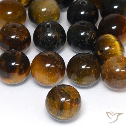 200.43 ctw Brown Tiger's Eye Matrix Stones, Natural Tiger's Eye Matrix in Drilled Sphere Shape for Sale