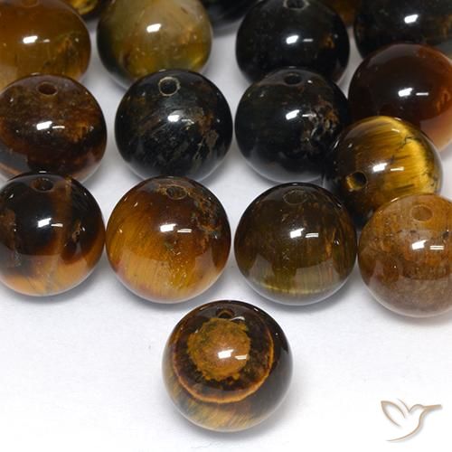 Tiger's Eye Matrix Gemstones in 10 mm (calibrated) Size for Sale, Tiger's Eye Matrix Stones in Medium-Light Brown Color