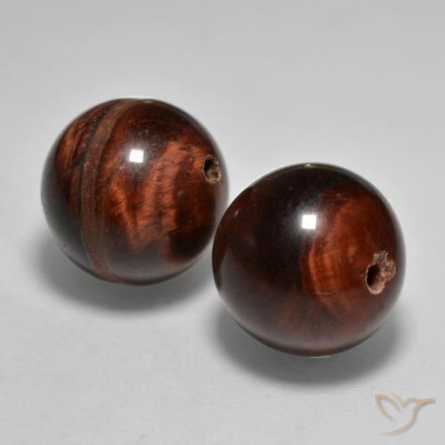 24.04 ctw Brown Tiger's Eye Matrix Stones, Natural Tiger's Eye Matrix in Drilled Sphere Shape for Sale