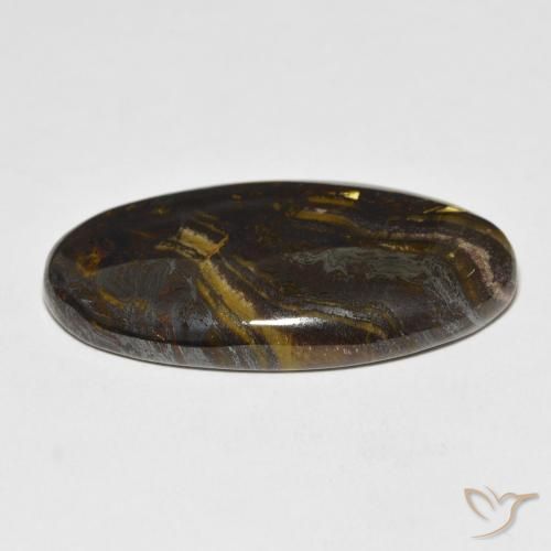 Tiger's Eye Matrix Gemstone in 35.9 x 18.5 mm Size for Sale, Tiger's Eye Matrix Stone in Multicolor Color