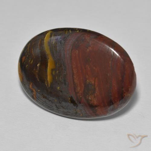30.34 ct Multicolor Tiger's Eye Matrix Stone, Natural Tiger's Eye Matrix in Oval Cabochon Shape for Sale