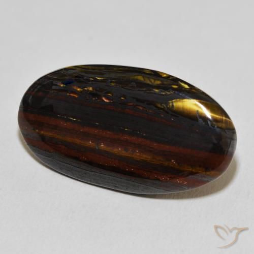 23.48 ct Multicolor Tiger's Eye Matrix Stone, Natural Tiger's Eye Matrix in Oval Cabochon Shape for Sale