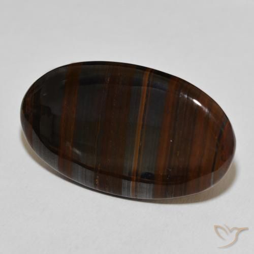 37.05 ct Multicolor Tiger's Eye Matrix Stone, Natural Tiger's Eye Matrix in Oval Cabochon Shape for Sale