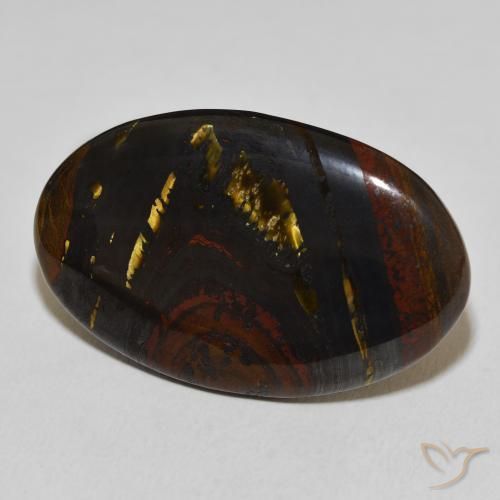 33.61 ct Multicolor Tiger's Eye Matrix Stone, Natural Tiger's Eye Matrix in Oval Cabochon Shape for Sale
