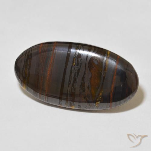 36.56 ct Multicolor Tiger's Eye Matrix Stone, Natural Tiger's Eye Matrix in Oval Cabochon Shape for Sale