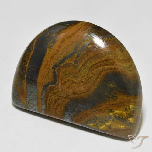 67.99 ct Multicolor Tiger's Eye Matrix Stone, Natural Tiger's Eye Matrix in Half Moon Cabochon Shape for Sale