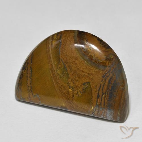 46.72 ct Multicolor Tiger's Eye Matrix Stone, Natural Tiger's Eye Matrix in Half Moon Cabochon Shape for Sale