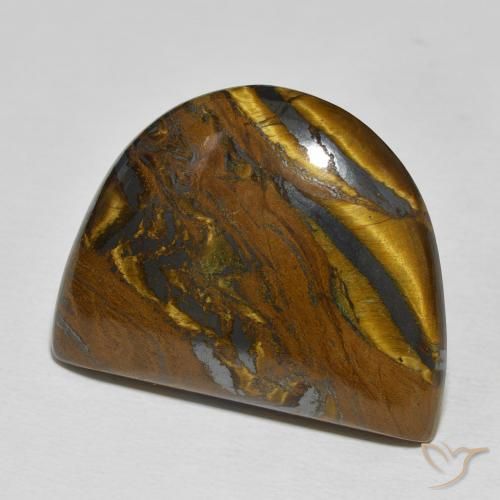 53.17 ct Multicolor Tiger's Eye Matrix Stone, Natural Tiger's Eye Matrix in Half Moon Cabochon Shape for Sale