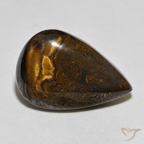 30.06 ct Pear Tiger's Eye Matrix, 26.7 x 18.2 mm From Mexico, Photo A