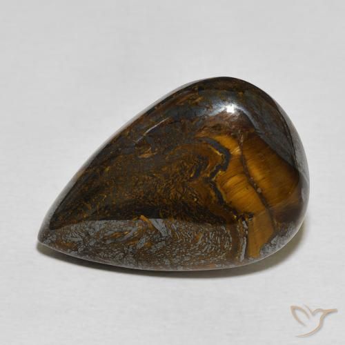 30.06 ct Multicolor Tiger's Eye Matrix Stone, Natural Tiger's Eye Matrix in Pear Cabochon Shape for Sale