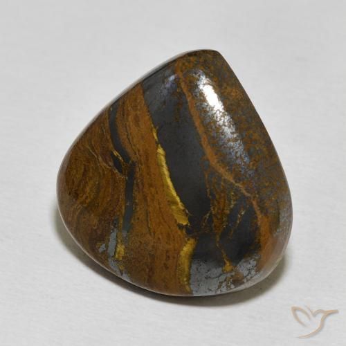 23.86 ct Multicolor Tiger's Eye Matrix Stone, Natural Tiger's Eye Matrix in Pear Cabochon Shape for Sale