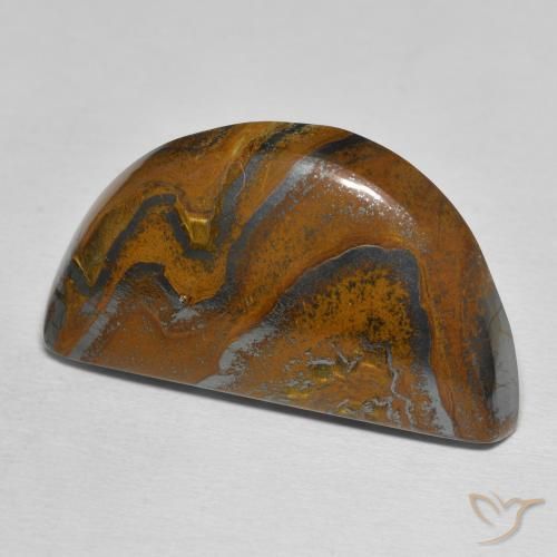 36.48 ct Brown Tiger's Eye Matrix Stone, Natural Tiger's Eye Matrix in Half Moon Cabochon Shape for Sale