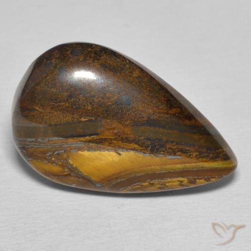 21.26 ct Brown Tiger's Eye Matrix Stone, Natural Tiger's Eye Matrix in Pear Cabochon Shape for Sale