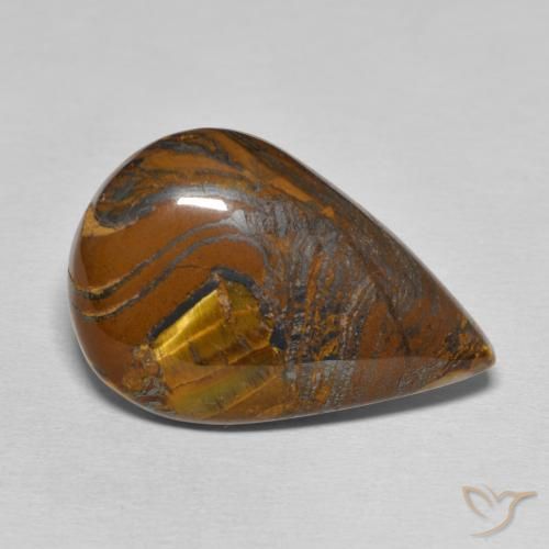 28.22 ct Brown Tiger's Eye Matrix Stone, Natural Tiger's Eye Matrix in Pear Cabochon Shape for Sale