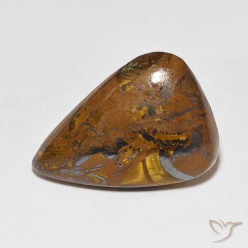 31.33 ct Brown Tiger's Eye Matrix Stone, Natural Tiger's Eye Matrix in Pear Cabochon Shape for Sale