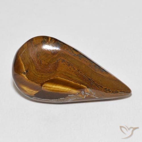 27.79 ct Pear Tiger's Eye Matrix, 34.2 x 18.5 mm From Mexico, Photo A
