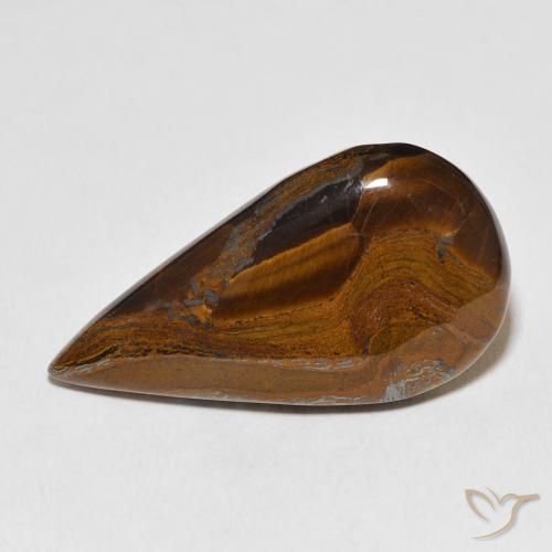 27.79 ct Brown Tiger's Eye Matrix Stone, Natural Tiger's Eye Matrix in Pear Cabochon Shape for Sale