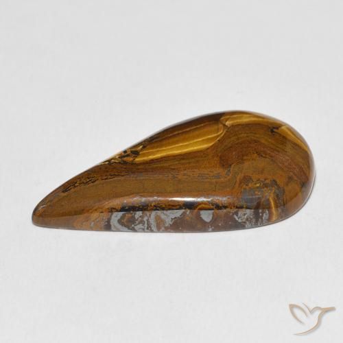 Tiger's Eye Matrix Gemstone in 34.2 x 18.5 mm Size for Sale, Tiger's Eye Matrix Stone in Warm Brown Color