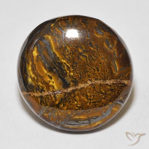 37.96 ct Round Tiger's Eye Matrix, 25.2 mm From Mexico, Photo A
