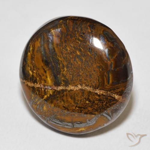 37.96 ct Brown Tiger's Eye Matrix Stone, Natural Tiger's Eye Matrix in Round Cabochon Shape for Sale