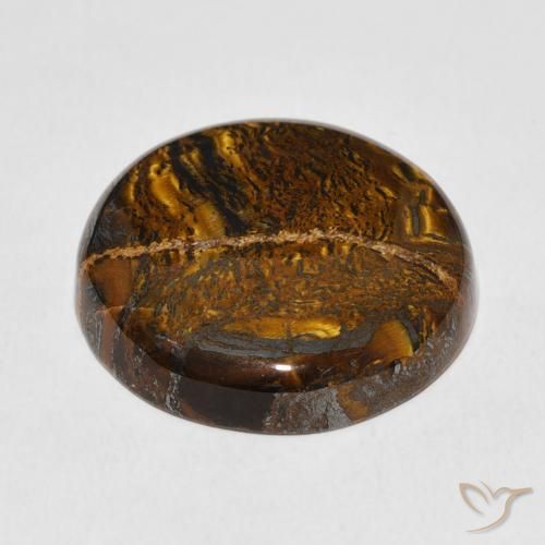 Tiger's Eye Matrix Gemstone in 25.2 mm Size for Sale, Tiger's Eye Matrix Stone in Warm Brown Color