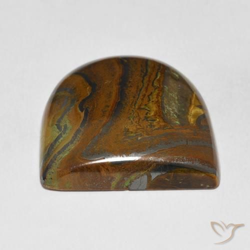 Tiger's Eye Matrix Gemstone in 30.7 x 29.9 mm Size for Sale, Tiger's Eye Matrix Stone in Medium Light-Brown Color