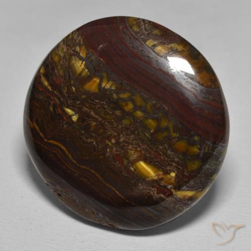 48.70 ct Multicolor Tiger's Eye Matrix Stone, Natural Tiger's Eye Matrix in Round Cabochon Shape for Sale
