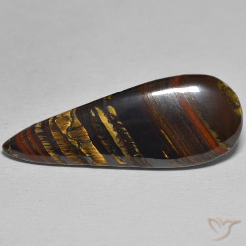 25.73ct Natural Multicolor Tiger's Eye Matrix, Pear Shape, Opaque