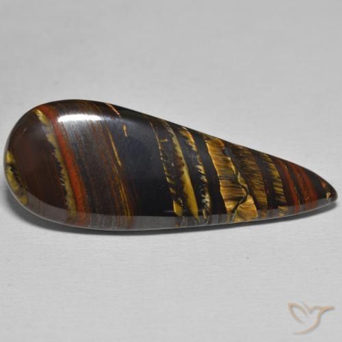 25.73 ct Multicolor Tiger's Eye Matrix Stone, Natural Tiger's Eye Matrix in Pear Cabochon Shape for Sale